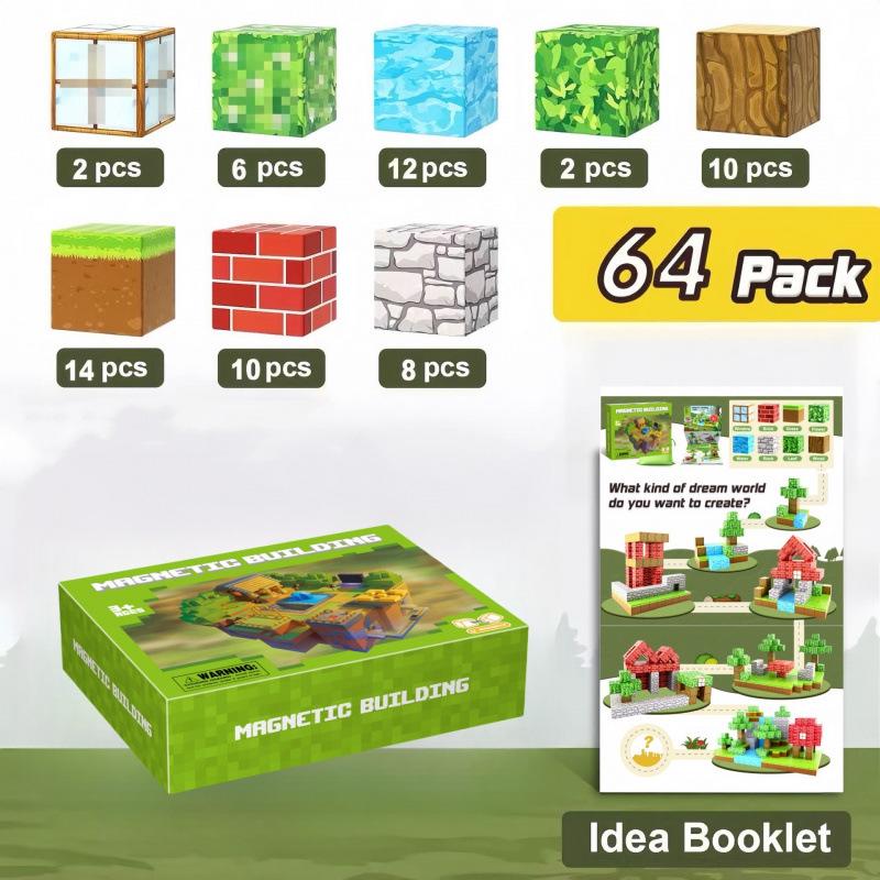 Minecraft Magnetic Cube Building Blocks - Suction Magnets for Kids, Perfect Christmas Gift