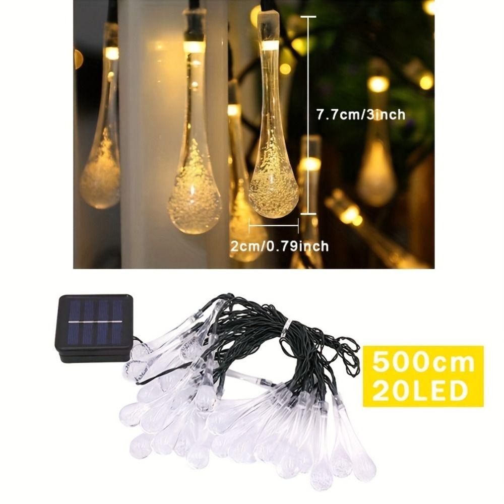 Water Drop LED Solar String Lights Waterproof Xmas Tree Lights  Home