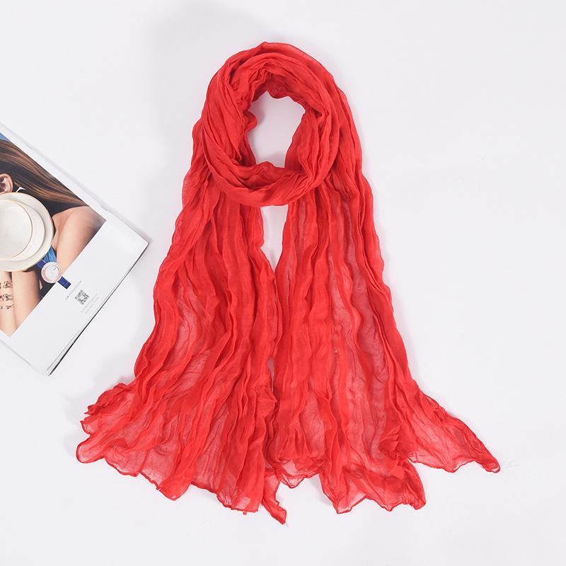 90x180cm Candy Color Wrinkle Women Scarf Vintage Fashion Retro Long Scarf Female
