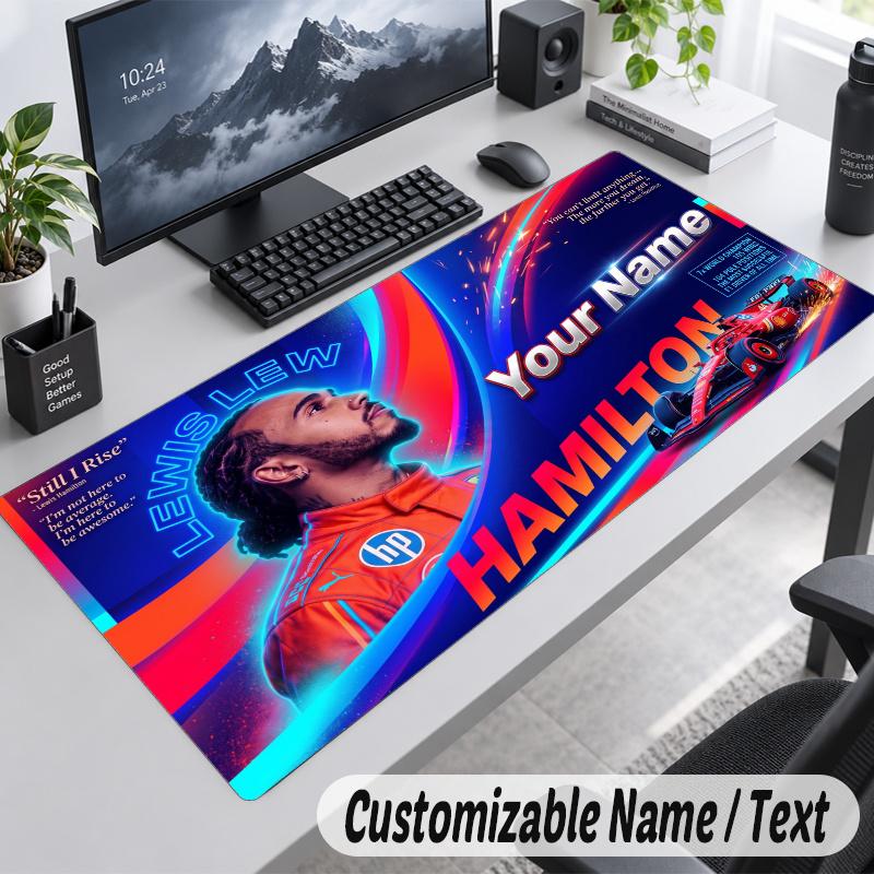 Lewis Hamilton Personalized Large Mouse Pad Custom Name Text Extended Desk Mat Gaming Mousepad