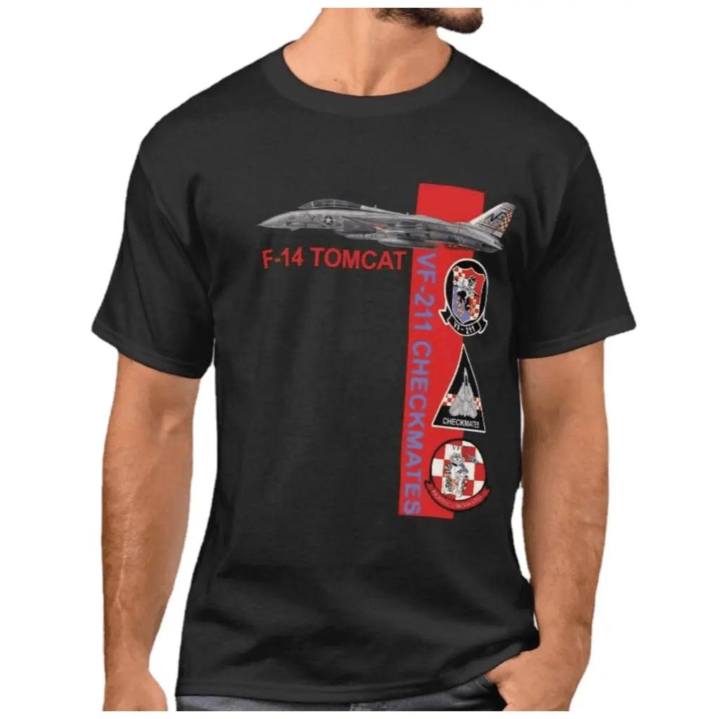 VF211 Fighting Checkmates F14 Tomcat Fighter TShirt Summer Cotton Short Sleeve ONeck Mens T Shirt New S3XL