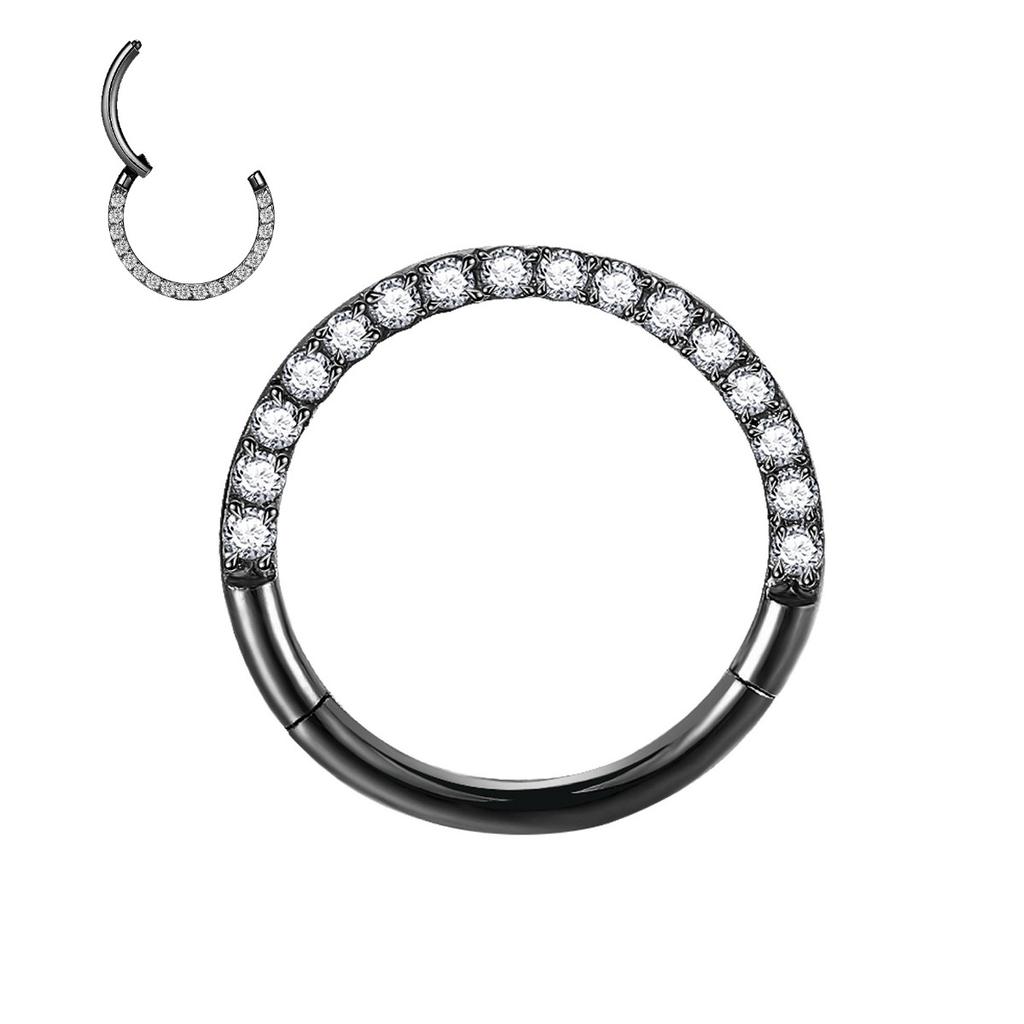 Ocelový segmentový kroužek s pantem Nose Ring s kamínkem CZ Clicker na bradavku Piercing do chrupavky ucha Tragus Helix Piercing do rtu Piercing do těla
