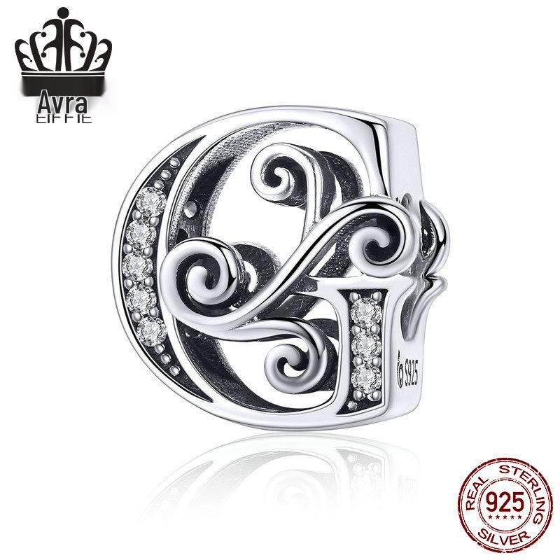 Avle 925 Sterling Silver English Letter Beaded Bracelet Beads