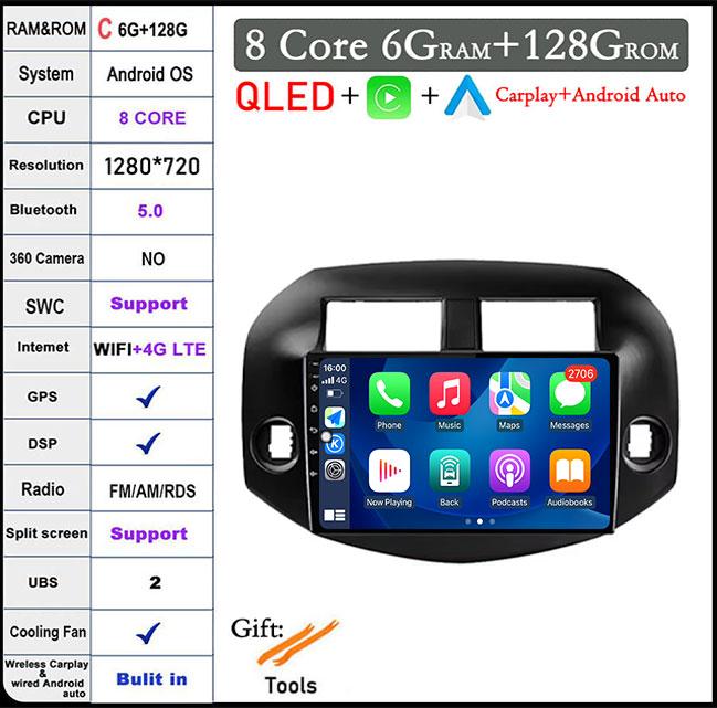 10 Inch IPS/QLED For Toyota RAV4 RAV 4 2005 - 2013 Car Radio Multimedia Video Player Auto Audio Stereo GPS Carplay