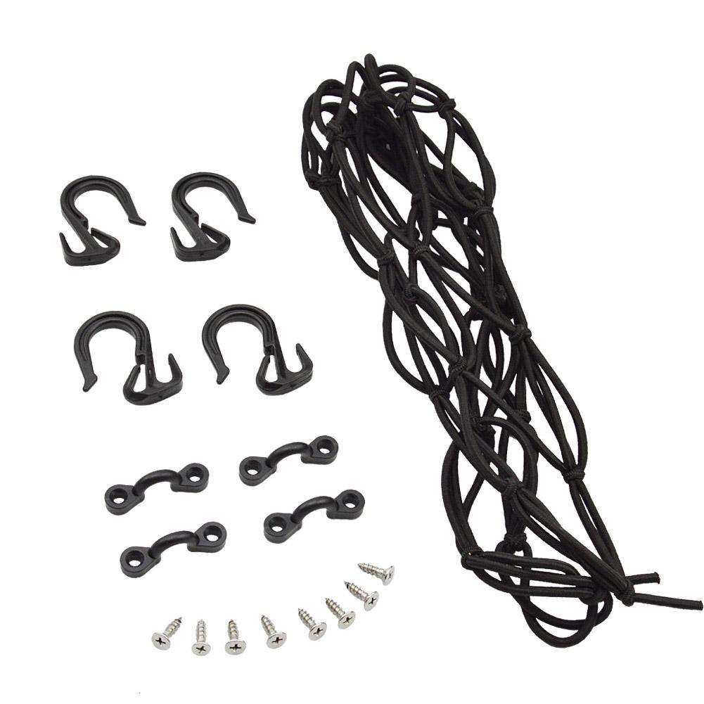 Deck Cargo Bungee Net Elastic Mesh & Lashing Hooks Kayak rigging for Canoe Marine Boat Kayak black #1