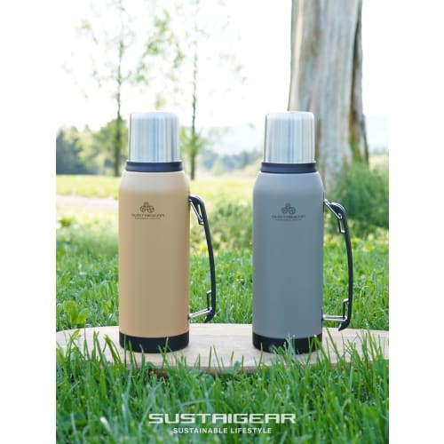 Wahei Freiz Water Bottle 1 Liter with Cup Direct Drinking 2WAY Coyote Brown Thermal/Cold Vacuum Insulated Bottle Stainless Steel Bottle RH-1625