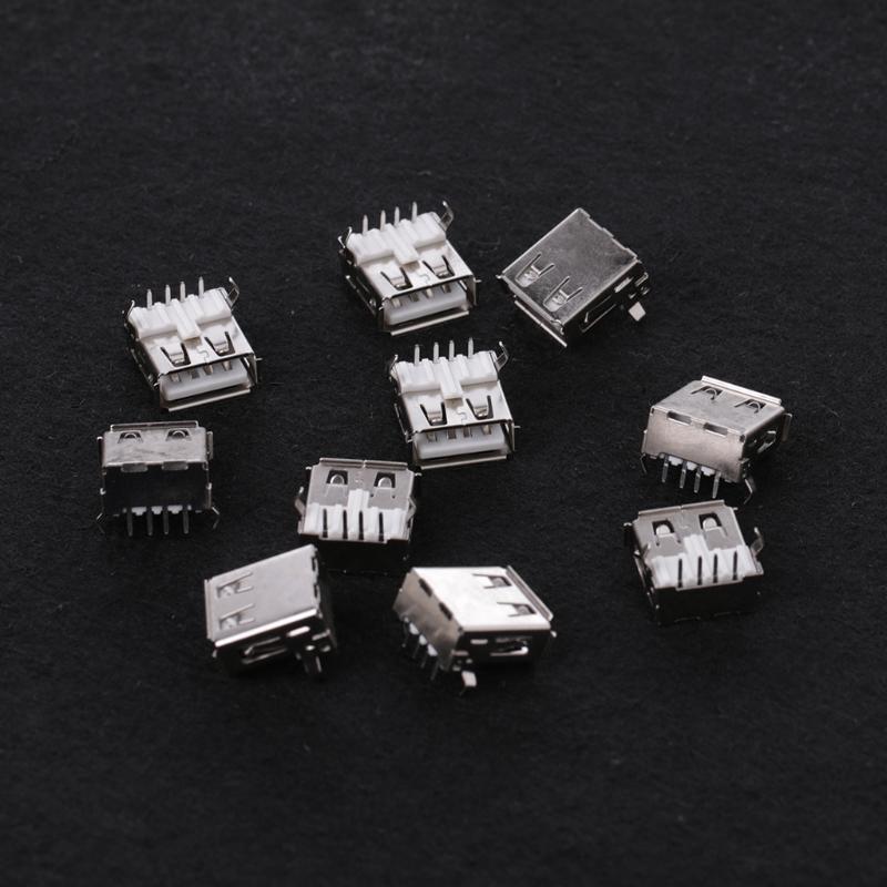 10Pcs USB 2.0 Type A 4Pin Male Right Angle Panel Mount DIP Connector For DIY 10Pcs USB 2.0 Type A 4Pin Male Right Angle Panel Mount DIP Connector For DIY