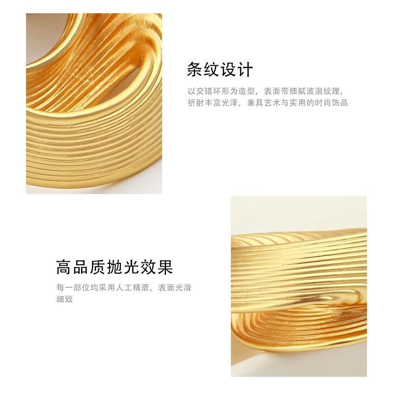 High-end Retro Gold Vortex Texture Large Circle Earrings, Metal Texture Fashionable Exaggerated Personalized Earrings