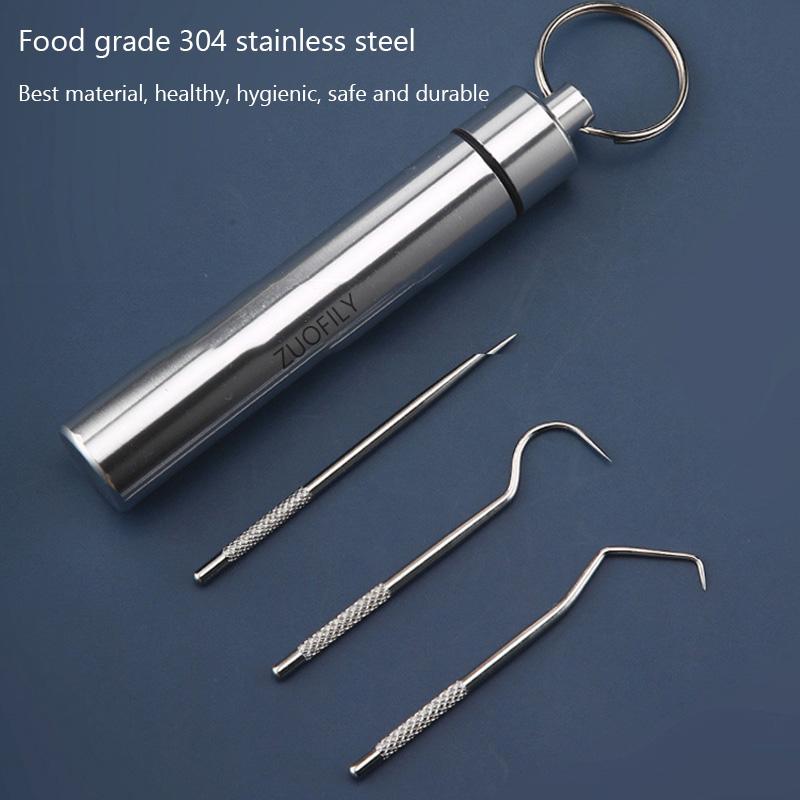 Stainless Steel Oral Cleaning Tooth Flossing Toothpick Set Portable Toothpick Floss Teeth Cleaner with Storage Tube