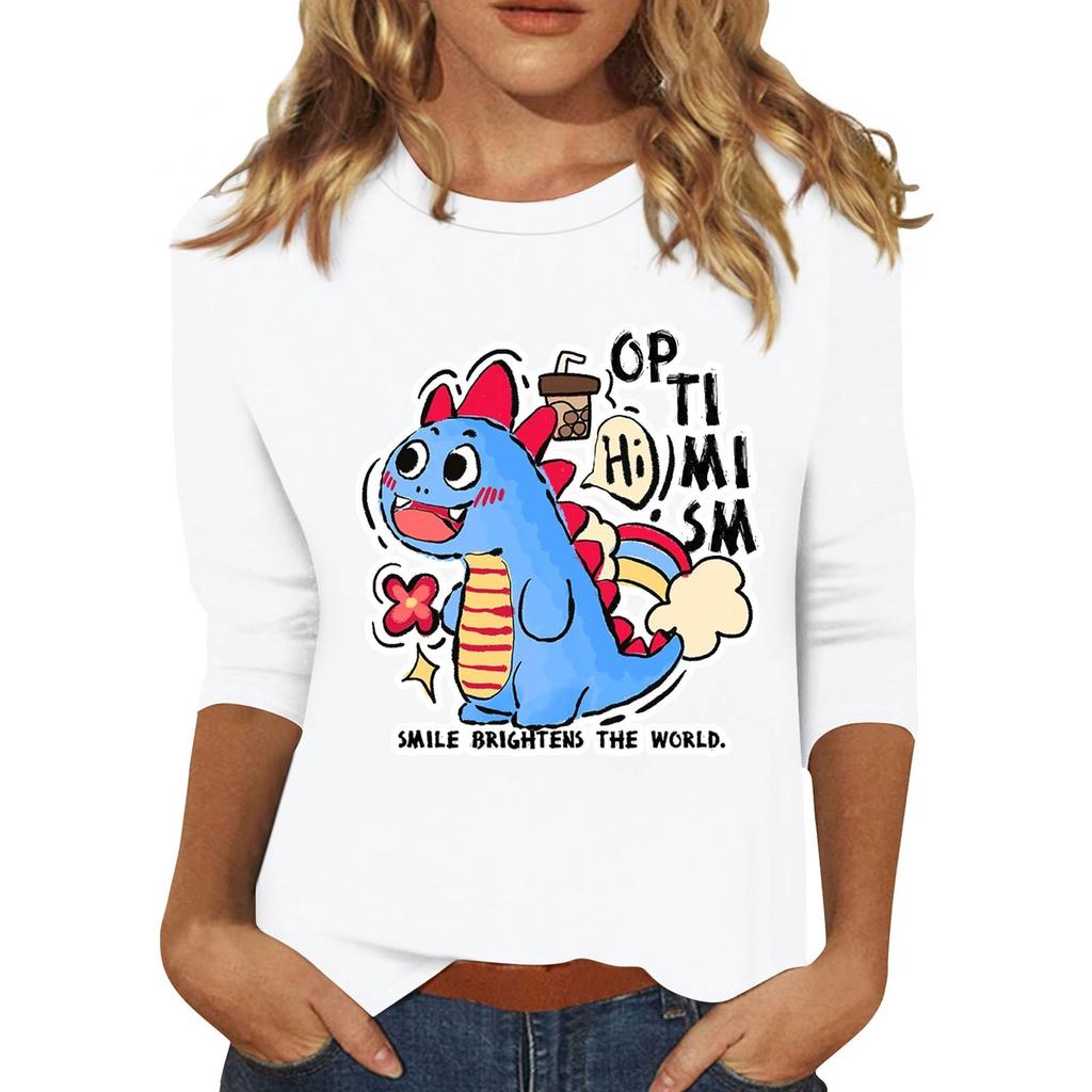 Pullover da donna con colletto stampato, manica a tre quarti, casual e alla moda