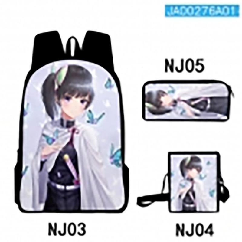 Demon Slayer Kimetsu No Yaiba Backpack Set With Breathable Polyester For School And Travel