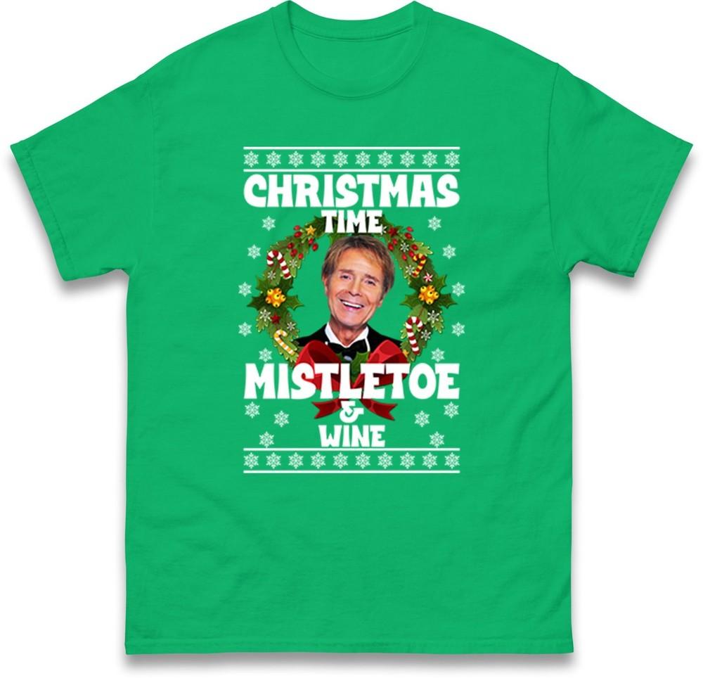 Cliff Richard Mistelwein Weihnachtsshirt Lustiges Feiertags-Xmas-T-Shirt Top