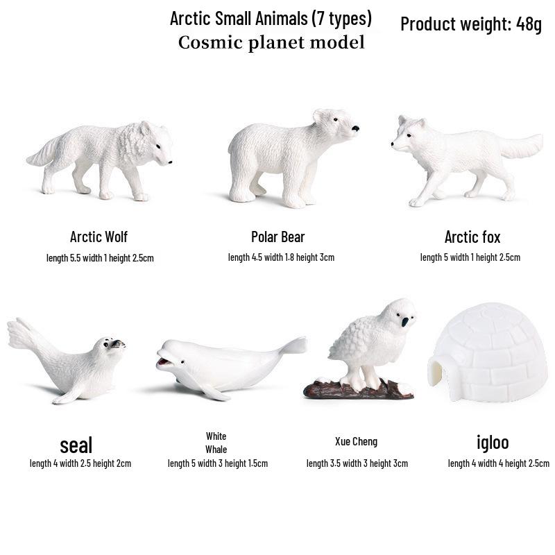 Kids' Arctic Animal Model Set: Polar Bear, Arctic Hare, Reindeer & Beluga Whale