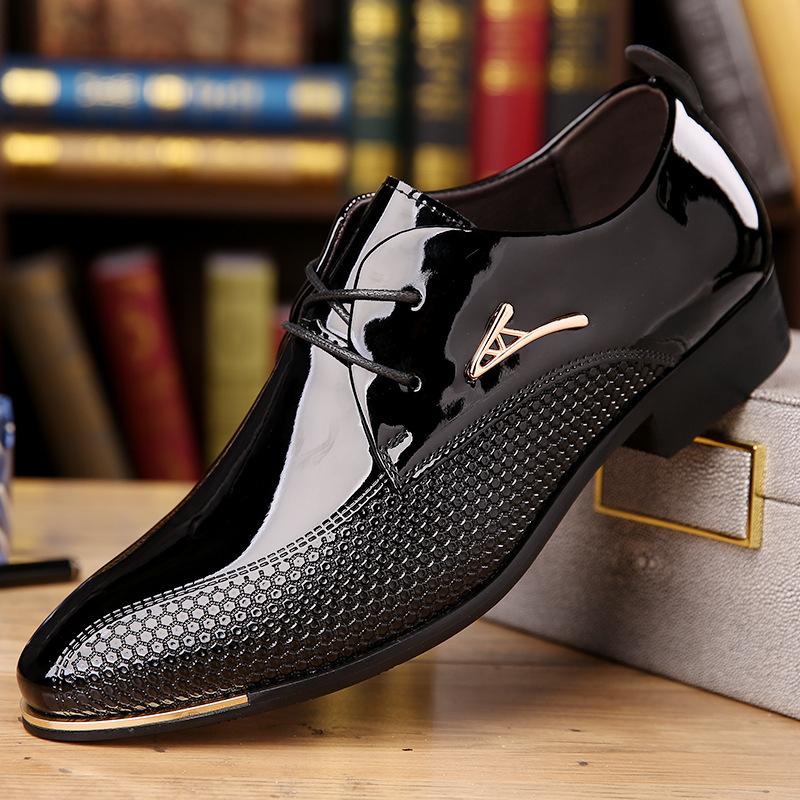 

Customized leather shoes men s high-end British style pointed wedding shoes youth formal business leather shoes men s summer 39 чёрный