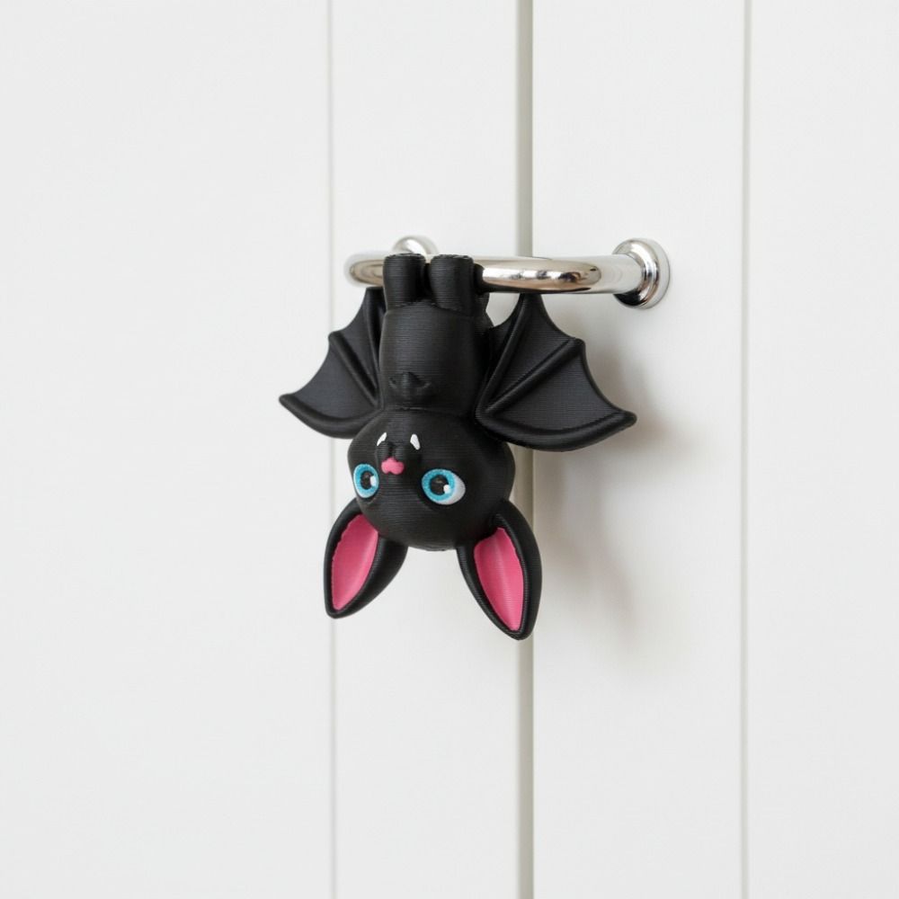 2 Piece Plastic 3D Printed Inverted Bat Statue Blue Eye Lightweight Hung Bat Sculpture Mini Cartoon Black Bat Ornament Kids