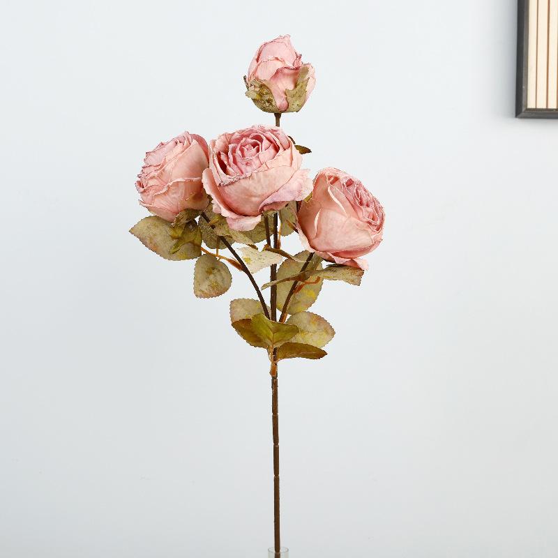 Simulation Retro Dew Lotus Bouquet Burnt Edge Decoration Artificial Flower Indoor Living Room Autumn Dew Lotus Simulation Flower