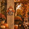 Front Door Welcome Sign Fall Wooden Hanging Sign, Autumn Scarecrow & Pumpkin Maple Leaf Festival Wood Hanger, Harvest Thanksgiving Decor, Farmhouse