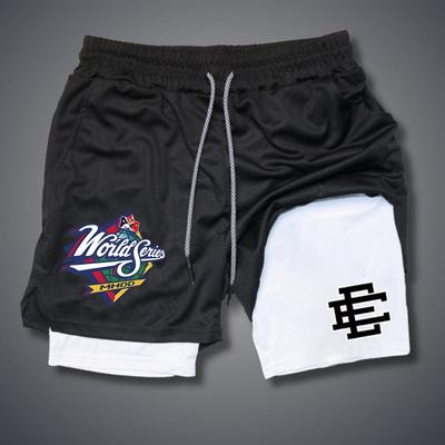 Pantaloncini stampati personalizzati da uomo, nuovi pantaloni sportivi casual a doppio strato due in uno per l'estate