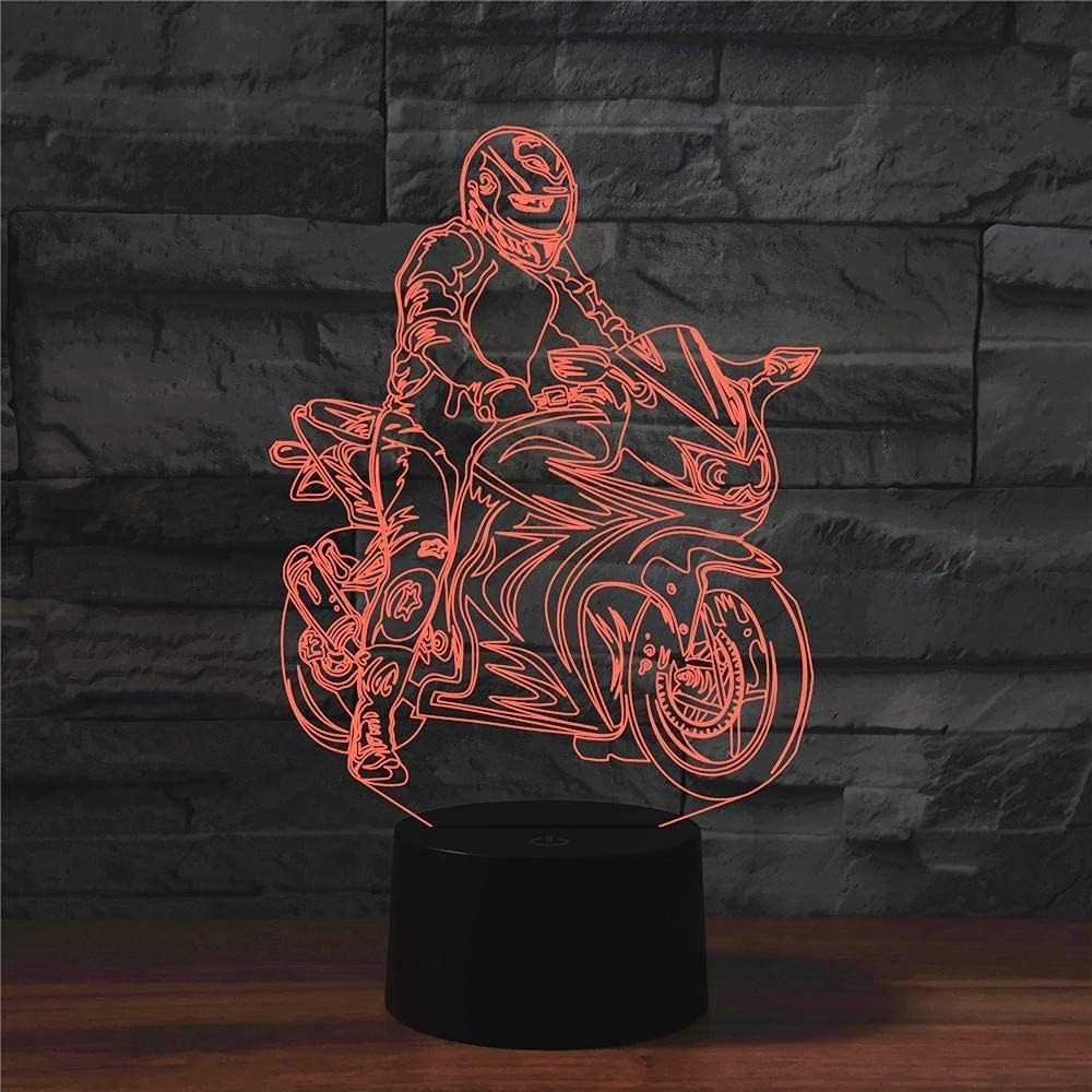 3D Creative Motorcycle Night Lights Remote Control 16 Color Illusion Acrylic LED Table Bedside Lamp Bedroom Desk Decor Birthday Christmas Gift Toy