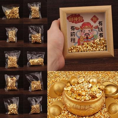 100PCS Luck Charms Miniature Gold Ingots Attract Wealth Chinese Feng Shui Ornaments  Home Decoration