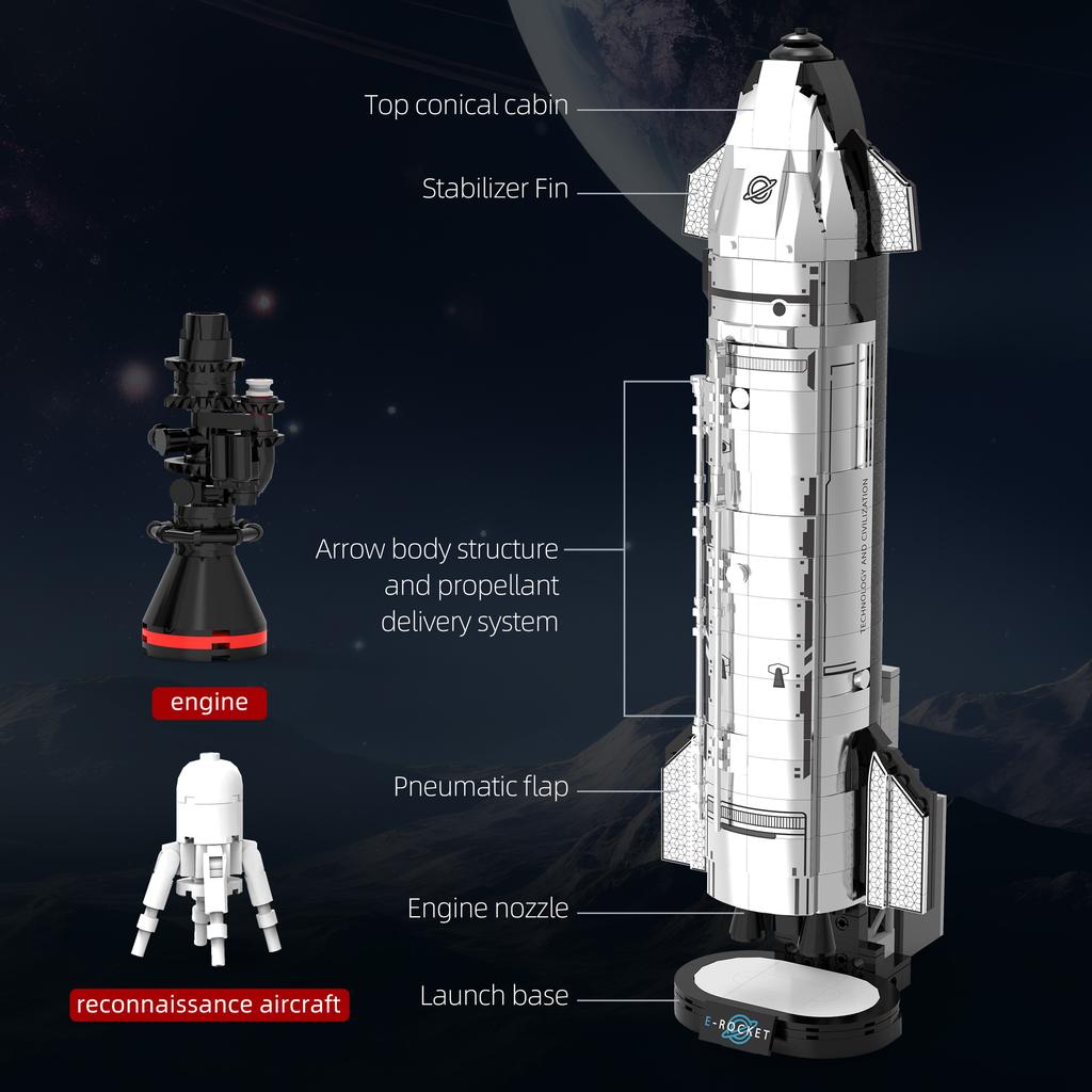 Starship Raketen Baustein Modell, Hergestellt Aus Langlebigem ABS-Material, Unterstützt DIY 3D-Montage, Geeignet Für Heimdekoration, Sammlerstücke, Und