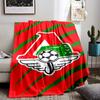 Red and Green Logo with Soccer BallFlannel blanket for bedroom, living room, sofa, and nap