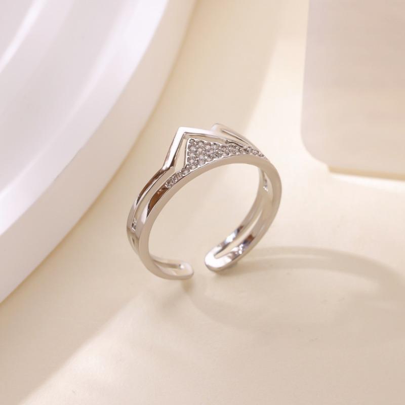 Hot-selling k gold-plated ring women's cross diamond-set ring adjustable and simple