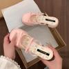 Fairy Style Bow Wedge Single Shoes Women's Outer Wear 2025 New Open-toed Square Head with Skirt Temperament Slippers Tide