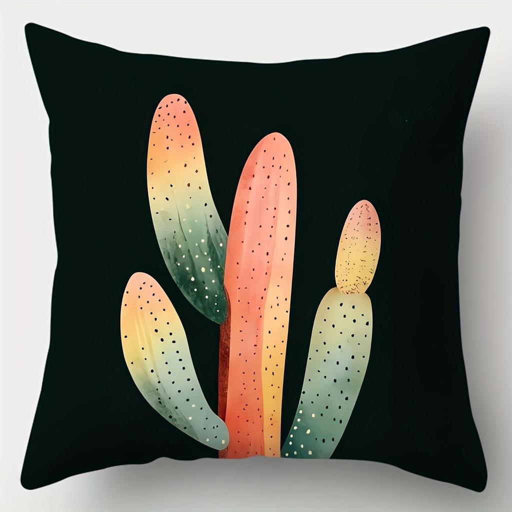 4pcs set, sofa cushion cover, simple cactus pillowcase, 17.7 inches * 17.7 inches, single-sided printing, home decoration, sofa
