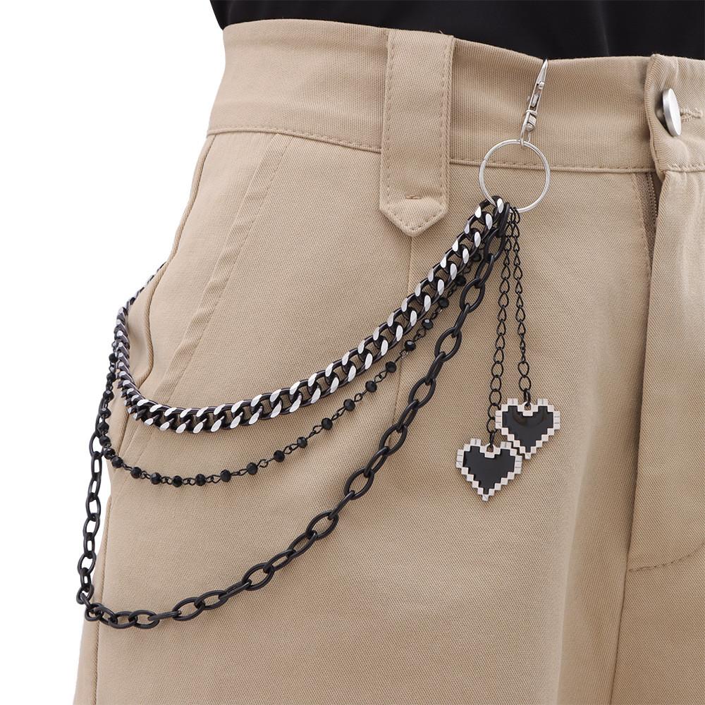 Hip Hop Heart Pendant Metal Belt Chain For Men And Women Casual Fashion Accessory