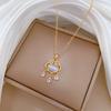 Opal Lucky Lock Light Luxury Temperament Gorgeous Full Diamond Necklace Female Versatile Collarbone Chain Titanium Steel Chain
