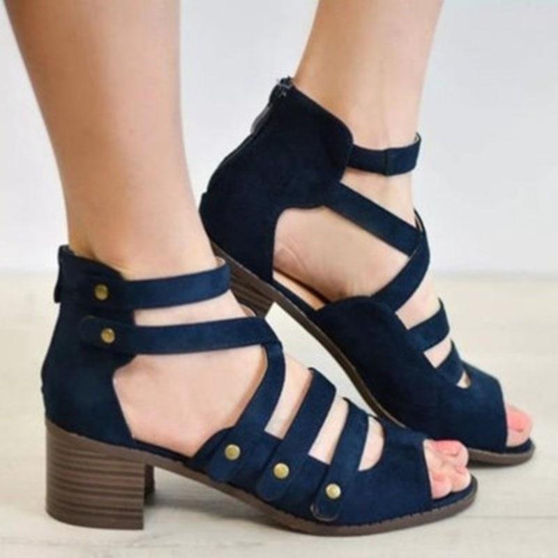 Luxurious Womens Ladies Low Heel Wedge Summer Rivet Sandals For Casual Holidays