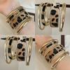 American Leopard Print Leather Open Bangle: Trendy, High-End Women's Fashion Bracelet