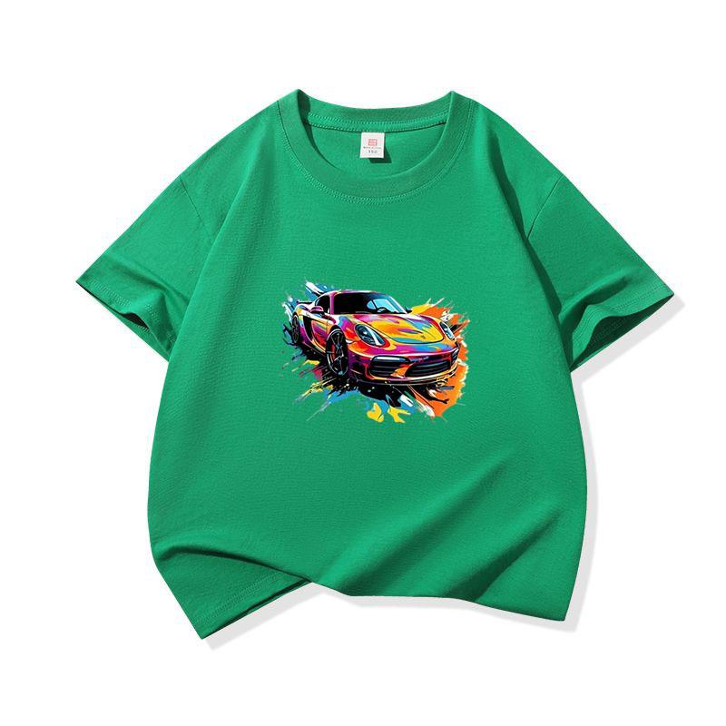 Graffiti Sports Car Graphic Tee Kids 100 Cotton Crew Neck Muticolor T Shirt Short Sleeve Breathable Top For Boys Girls Children