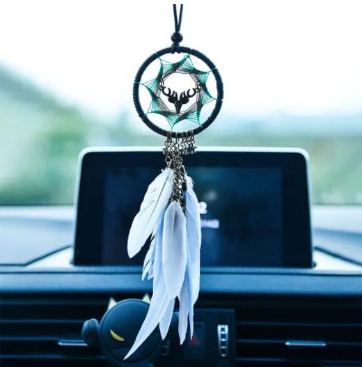 Mini 38cm Dream Catchers Hanging Car Kids Nursay Room Decoration Indian Style Feathers Pendants Bag Key Chains Wind Chimes