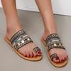 Hausschuhe Damen Sandalen Sommer Griechischer Stil Boho Folk-Custom Damen Flache Schuhe Lässig Atmungsaktiv Bequem Strand Damen Hausschuhe