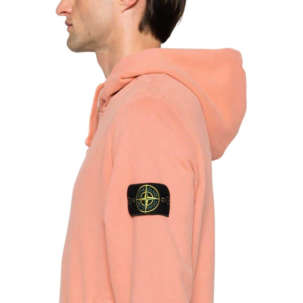 Stone Island FW24 Solid Color Drawstring Hooded Logo Print Pullover Long Sleeve Sweater Men sweater Orange 811560820-V0032