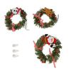 3pcs Artificial Christmas Wreath Plastic Decorative Hanging Wreath for Front Door Window Sills Shelves Mantels