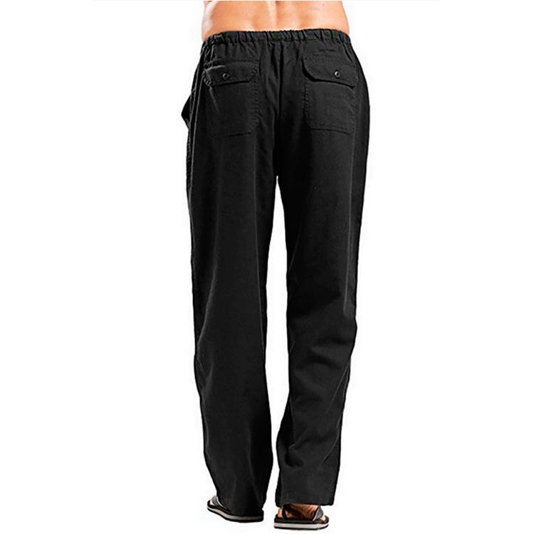 Cotton and Linen Men's Breathable and Sweat Absorbing Pants for Spring and Autumn, Casual Wide Leg Pants