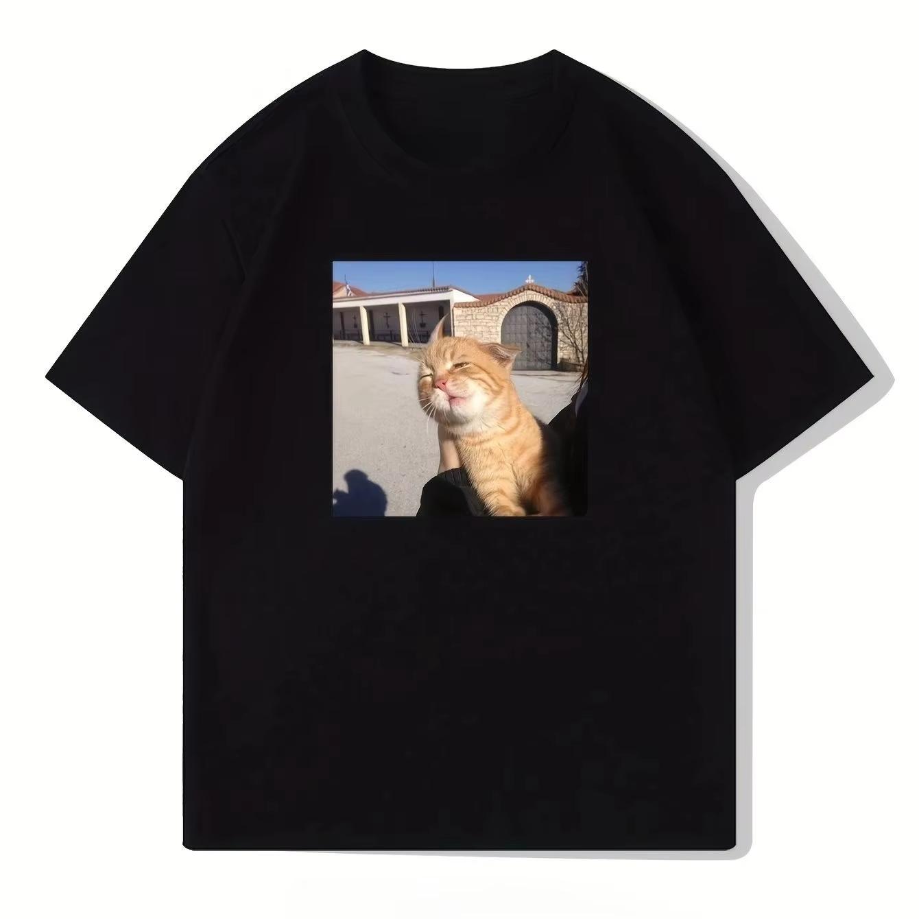 

Women Men Casual Crew Neck T-Shirt Cotton Short Sleeve Tee with Cat Print Summer Fashion Top Women Clothing Vintage T Shirt XL