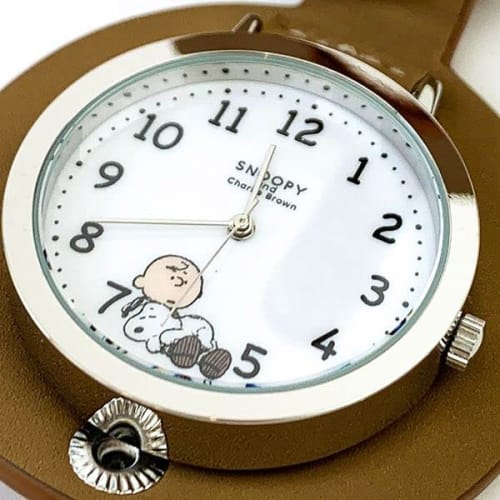 Fieldwork Snoopy Pocket Watch with Magnifying Glass, Bag Charm, Brown, PNT028-1, Women's