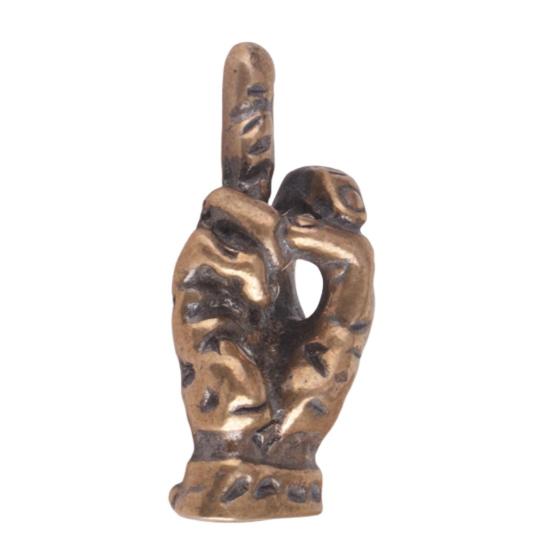 Middle Finger Figurine Brass Gold Freestanding Hand Sculpture Copper Middle Finger Pocket Lucky Charm