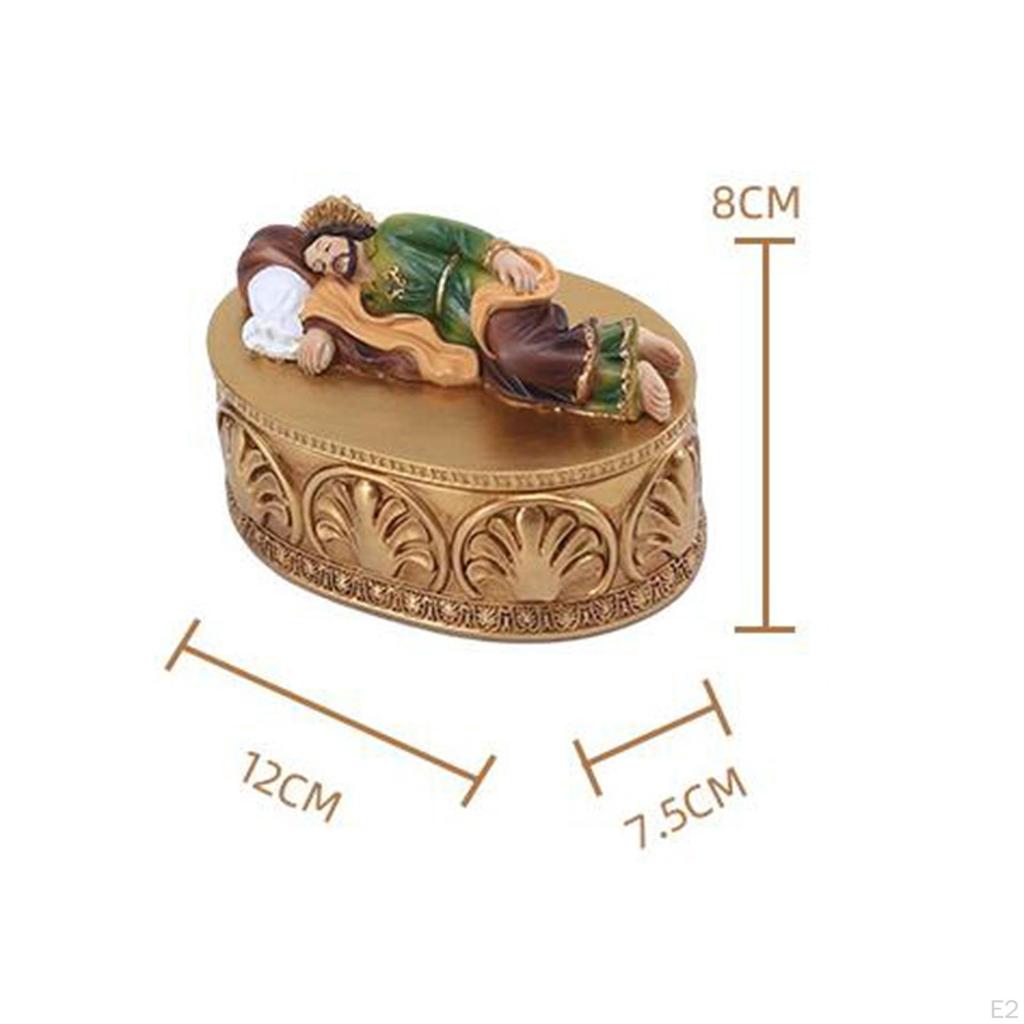Sleeping St Joseph Statue Saint Catholic Religious Gifts Trinket Jewelry Storage Box Resin