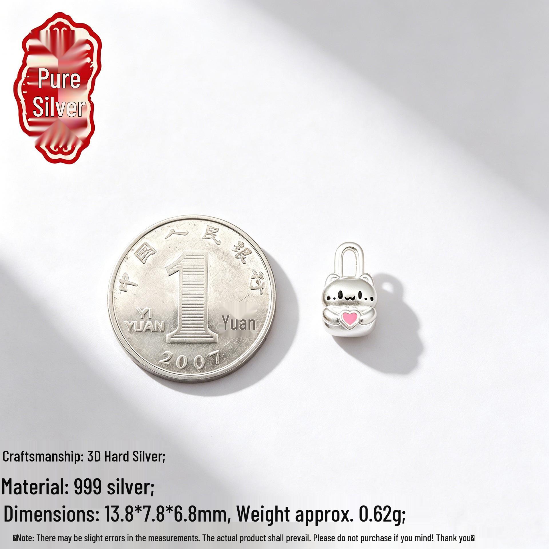 Sterling Silver 999 Cat Hide-and-Seek Spacer Beads for Weaving Rope Bracelets - Cute Little Cat Barrel Ornaments 3D Solid Silver 999; Single Price