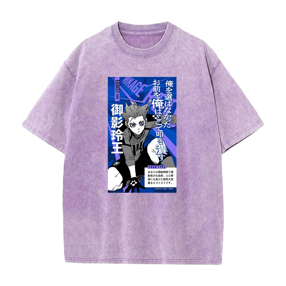 Anime BLUE LOCK Mikage Reo Cool Graphic T Shirt Men Women Cotton Tshirts Casual Oversized Tee Harajuku Male Washed T-shirt