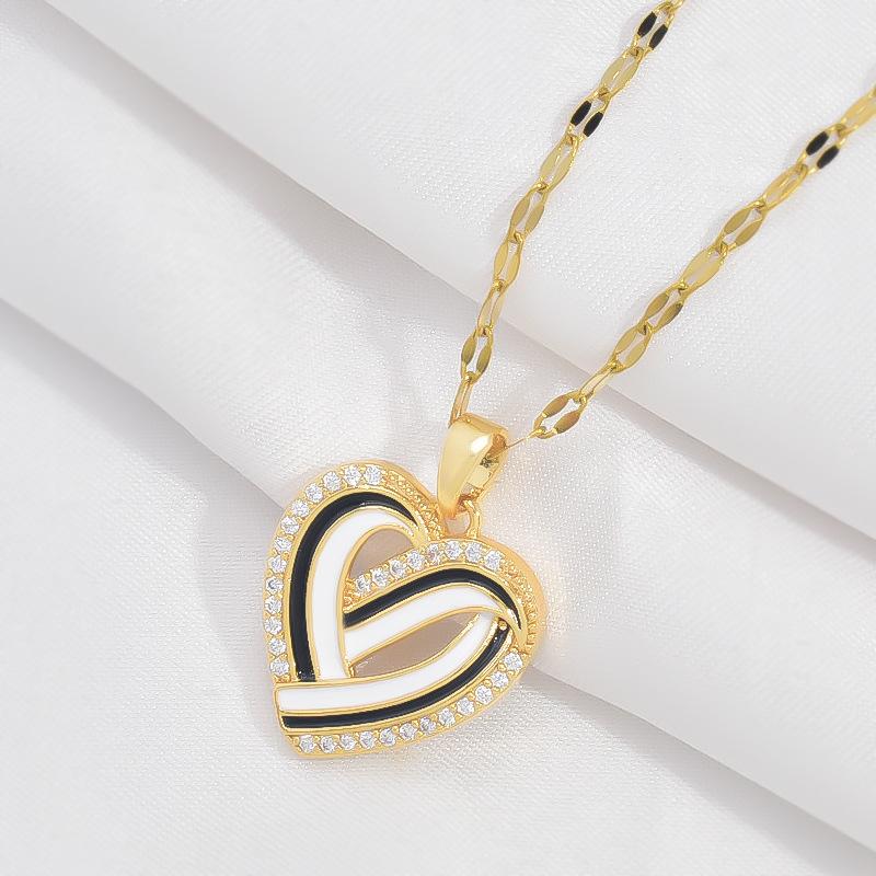Love Necklace Women'S Light Luxury Design Simple Temperament Trend Micro-Inlaid Collarbone Chain Jewelry