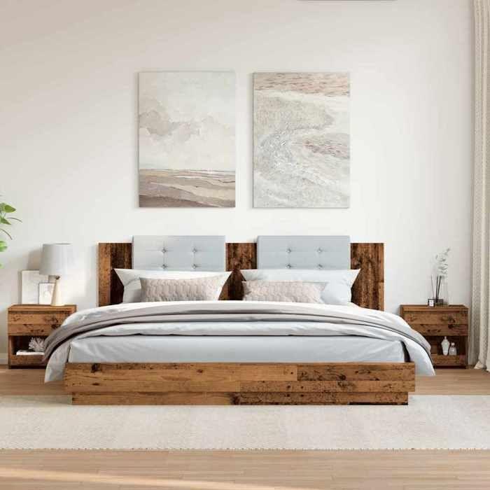 VidaXL Bedside Tables 2 Pcs Old Wood 40x30x39 Cm Engineered Wood, Side Table, Bedside Cabinet, Accent Table for 856407