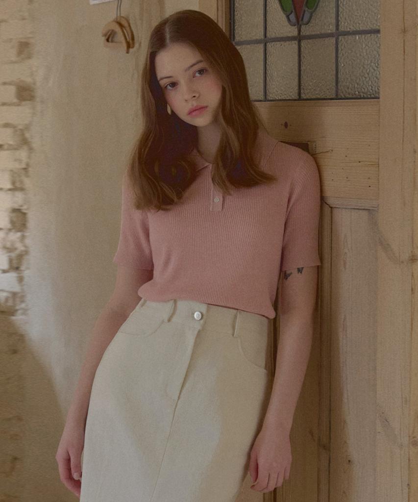 Teuwi Daiji Collar Button Short Sleeve Knit