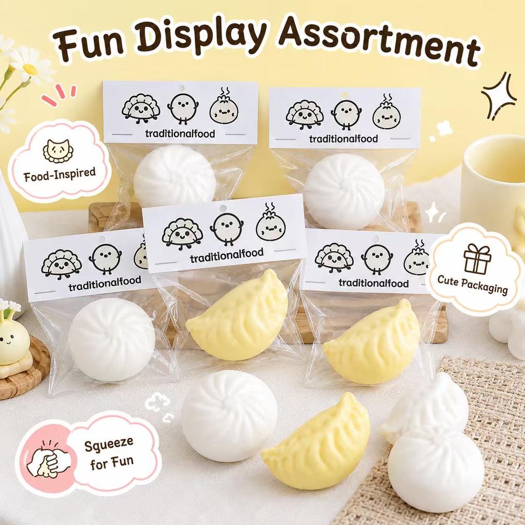 Dumpling Squishy Toys Cute Traditional Food Bun Squishies Slow Rising Stress Relief Fidget Toy Kids Party Favor Gift Kawaii