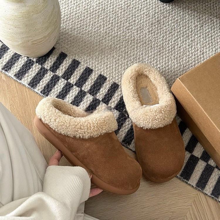 Buty Mao Mao damskie ciepłe wełniane bawełniane kapcie damskie buty worek głowa mały ziemniak leniwe jeden pedał 2025 kapcie na grubej podeszwie